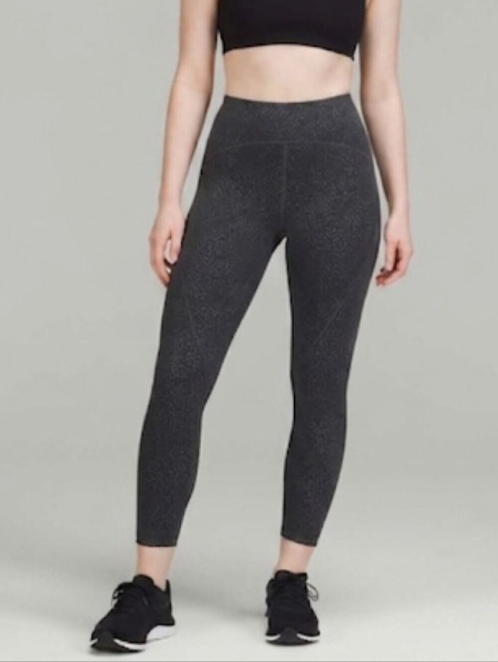 Lululemon Power Thru High-Rise Tight 25" Crackle Glaze Coal Black Size 2 NWT